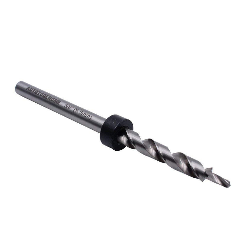 [AUSTRALIA] - AUTOTOOLHOME 3/8" Pocket Hole Drill Bit with Depth Stop Collar 6.5" Length Replacement Twist Step Drill Bit for Manual Pocket Hole Jig Master System