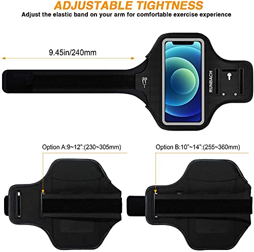  [AUSTRALIA] - RUNBACH Armband for iPhone 13 Mini/12 Mini/11 Pro/iPhone X/XS,Sweatproof Running Exercise Gym Bag with Card Slot(Black) Black