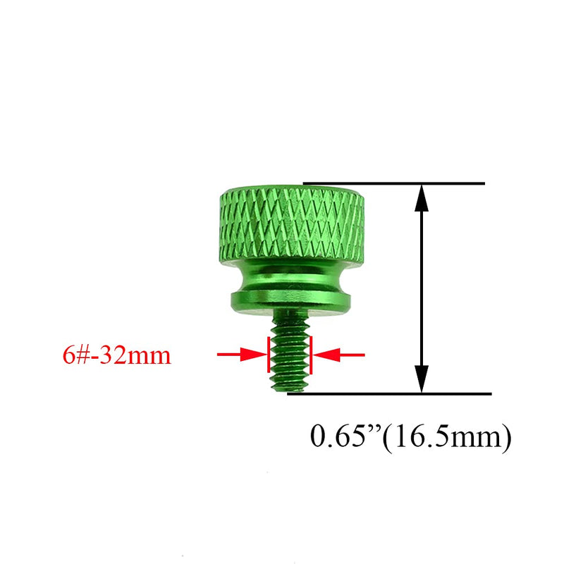Hahiyo Anodized Aluminum Thumbscrews 6#-32 Thread Size Large Knurled Head Cage Mounts Hand Tighten Easy to Grip and Turn Not Damage Inside Sturdy for Computer Case PCI Slot Motherboard Green 10pcs 6#-32-Green-10Pieces - LeoForward Australia