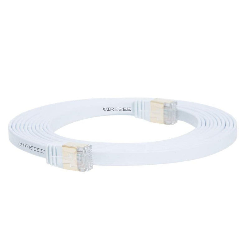  [AUSTRALIA] - High Speed Ultra Flat CAT7 Ethernet Cable, RJ45 Computer Internet LAN Network Ethernet Patch (White, Blue, Black) (10FT, White) 10FT