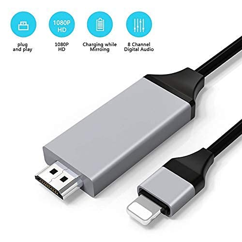  [AUSTRALIA] - Apple MFi Certified Lightning to Digital AV Adapter,Lightning to HDMI iPhone to HDMI Adapter 2K HD TV Connector Cable Sync Screen Converter for iPhone/iPad/iPod to TV/Monitor/Projector-6.6 Ft, Black