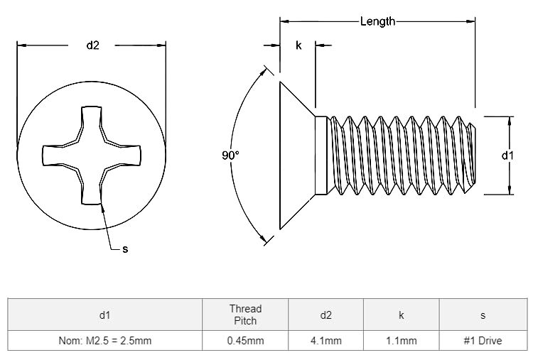  [AUSTRALIA] - M2.5x4 Screw-Phillips Flat Head Screws(Pack of 20), Steel,Sliver-Phillips Screwdriver #0 for Laptop 3D Printer,Electrics by LeFix