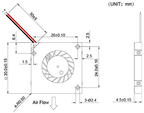  [AUSTRALIA] - Wathai 3004 30mm x 30mm x 4mm 5mm High Speed 5V Fan DC Brushless Micro Blower Fan