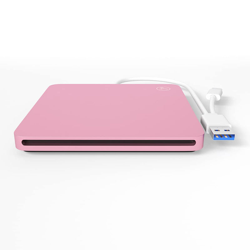  [AUSTRALIA] - Yaeonku External CD/DVD +/-RW Drive USB 3.0 Type-C, Ultra Slim Portable CD ROM Writer,Portable DVD CD Burner Optical Drive/Player for MacBook Pro, Air, iMac, Windows 11/10/8/7 Laptop (Pink) pink