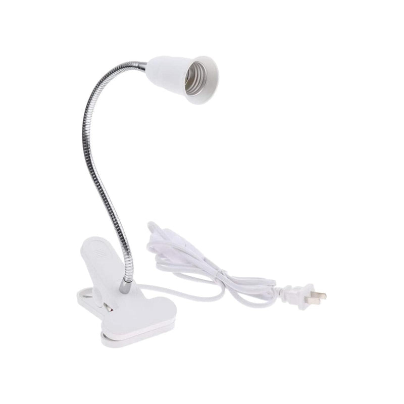 Liyafy Desk Clip Lamp Holder Flexible Gooseneck E27 Socket with Switch for Lighting Home Office Basement Garden Plants White - LeoForward Australia