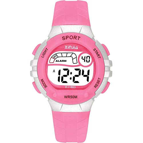 Kids Digital Watches for Girls Boys 50M(5ATM) Waterproof Multi-Functional WristWatches for Children Pink - LeoForward Australia