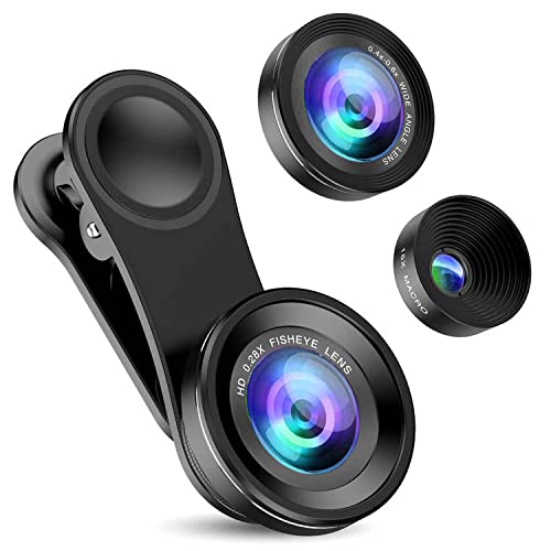  [AUSTRALIA] - Criacr Phone Camera Lens, 0.4X Wide Angle Lens, 180 Fisheye and 10X Macro Lens (Screwed Together), Clip on Cell Phone Lens Compatible with iPhone, Smartphones, Gifts Ideal 3 in 1