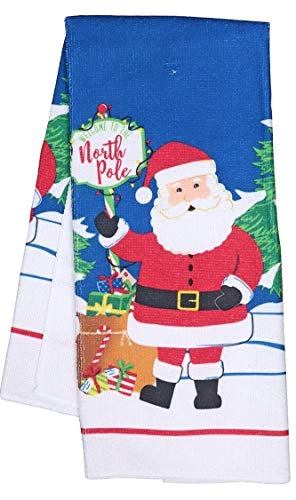  [AUSTRALIA] - Collection Christmas Kitchen Towel Set 5 Piece 2 Pot Holders & 2 Towels with 1 Oven Mitt (Santa Claus)