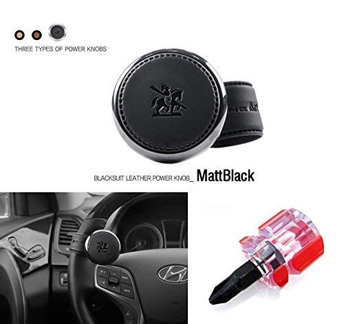  [AUSTRALIA] - GotoShop Leather Car Handle Spinner BLACKSUIT Steering Wheel Knob 1P Matt Black