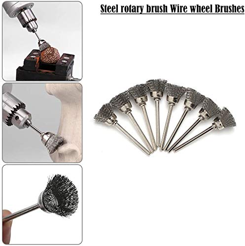  [AUSTRALIA] - 10Pcs 3/5" Dia Stainless Steel Cup Shape Wire Brushes with 1.8" Shank, Polishing Brush for Rotary Tools