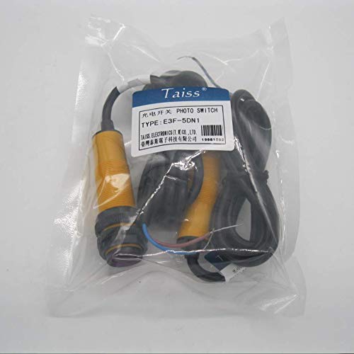  [AUSTRALIA] - Taiss/ 1 Pair Photoelectric Sensor M18 Infrared Ray Through-Beam Reflection Optical Photoelectric Switch Sensor NPN NO 6-36VDC Proximity Switch Inductive Distance 5M with mounting Bracket E3F-5DN1-2Z