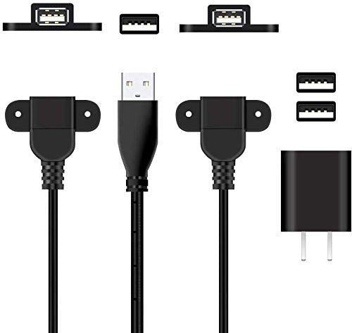  [AUSTRALIA] - USB 2.0 Male to Dual Female Charging Extension Cable, Furniture nightstand USB Charging Port, Panel Mount Cable with Screw Hole 5ft (1pc 1.5m Cables and adapters) 1.5mCables and adapters