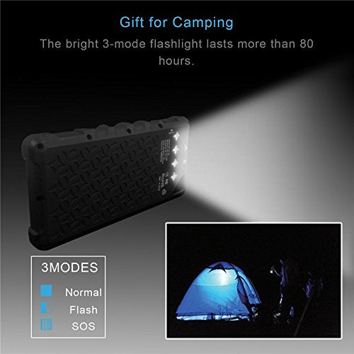 Solar Phone Charger by Compakit, Huge Capacity 16000 mAh Dual USB Power Bank, IP67 Waterproof with 4 LED Flashlight, Universal Compatibility Cell Phone Battery Pack, for Men & Women - LeoForward Australia