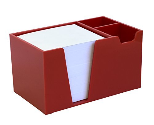 Acrimet Desktop Organizer Pencil Paper Clip Caddy Holder (Plastic) (with Paper) (Solid Red Color) - LeoForward Australia