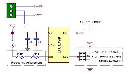  [AUSTRALIA] - Electronics-Salon 1KHz to 33MHz Adjustable Oscillator Module, LTC1799