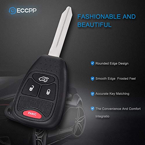  [AUSTRALIA] - ECCPP Replacement Uncut Keyless Entry Remote Key Fob fit for Chrysler Aspen 200 300/ Dodge Dakota Charger/Jeep Grand Cherokee Commander K0BDT04A (Pack of 2)