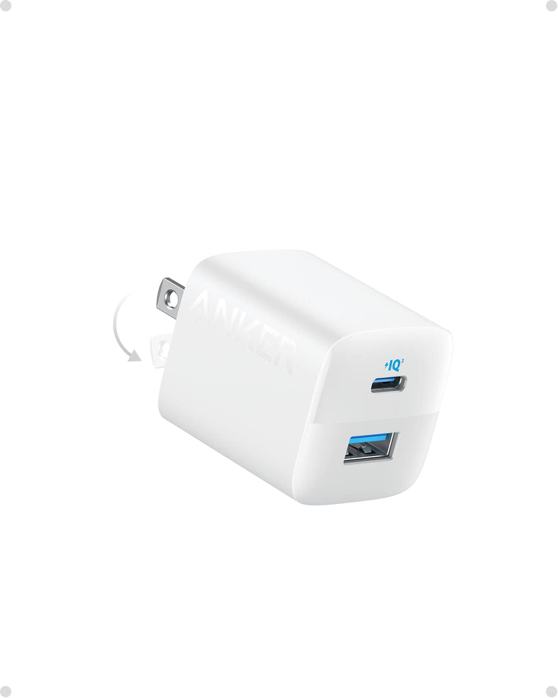  [AUSTRALIA] - Anker USB C Charger, 323 Charger (33W), 2 Port Compact Charger with Foldable Plug for iPhone 14/14 Plus/14 Pro/14 Pro Max/13/12, Pixel, Galaxy, iPad/iPad Mini and More (Cable Not Included) - White