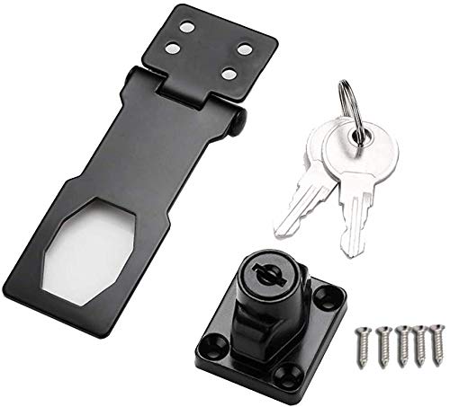  [AUSTRALIA] - keyed Hasp Locks Twist Knob Keyed Locking Hasp for Small Doors, Cabinets and More,Hardware Hasps,Chrome Plated Hasp Lock Catch Latch Safety Lock (Deep Black) Deep black