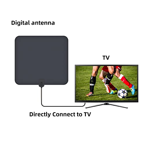  [AUSTRALIA] - YUECHI 2021 New Amplified HD Digital TV Antenna Long 80 Miles Range Antenna HDTV Antenna Support 4K 1080p Freeview, Indoor Amplifier Signal Booster for Local Channels (Black, Large), HD-01