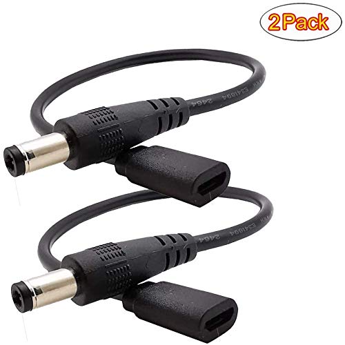  [AUSTRALIA] - MMNNE 2Pack 8inch DC 5.5mm x 2.5mm Male to Micro USB 5pin Female DC Power Supply Extension Adapter Cable 22AWG 3A