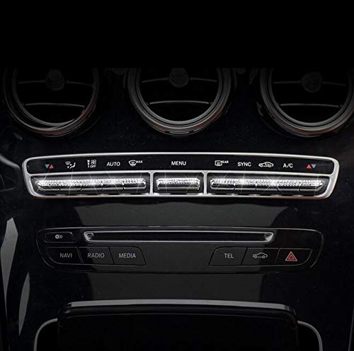  [AUSTRALIA] - YUWATON Bling Car Interior Trim Bling Accessorise Car Air Conditioner Button Rhinestone Decals Sticker fit for Mercedes Benz Bling Accessories Parts C Class GLC 2015-2019