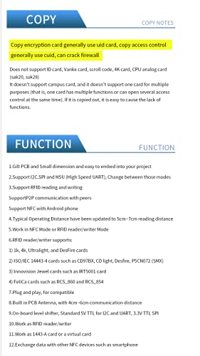  [AUSTRALIA] - Songhe PN532 NXP NFC RFID Module V3 Kit Writer Reader Near Field Communication Module Kit I2C SPI HSU with S50 CUID White Card Key Card for Arduino Raspberry Pi Android Black Pin Header