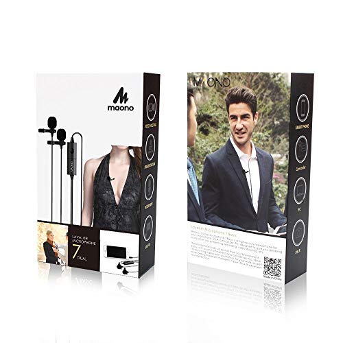 Lavalier Microphone MAONO Professional Omnidirectional Dual Head Lapel Clip on Interview Mic for Recording, Conference, Podcast, Compatible with iPhone, iPad, Android, Camera, PC, Computer, AU200 - LeoForward Australia