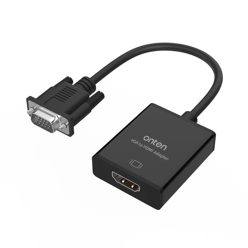  [AUSTRALIA] - VGA to HDMI Adapter, Onten 1080P VGA to HDMI (Male to Female) for Computer, Desktop, Laptop, PC, Monitor, Projector, HDTV with Audio Cable and USB Cable (Black)
