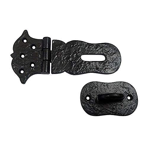  [AUSTRALIA] - Adonai Hardware "Paran Heavy Duty Antique Cast Iron Safety Locking Hasp and Staple (6" x 1 Pack, Matte Black) for Vintage Pirates Treasure Chest, Trunk, Wooden Jewelry Box, Cases, Furniture and Sheds 6 Inch x 1 Pack Matte Black Powder Coated