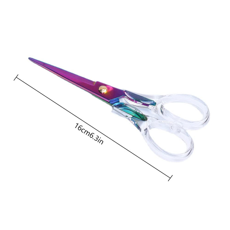  [AUSTRALIA] - Acrylic Scissors,Multipurpose Stylish Scissors, Stainless Steel Scissors with Clear Acrylic Handle, Stationery Paper Cutting Tool for Office, Home, School (Rainbow)