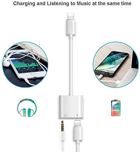  [AUSTRALIA] - [Apple MFi Certified] 2 Pack Headphone Adapter for iPhone, iPhone Adapter for Headphone Jack and Charger 2 in 1 Lightning to 3.5mm AUX Audio + Charger Splitter for iPhone 14/13/12/11/XS/XR/X 8 7/iPad 3.5mm Audio + Lightning Charge