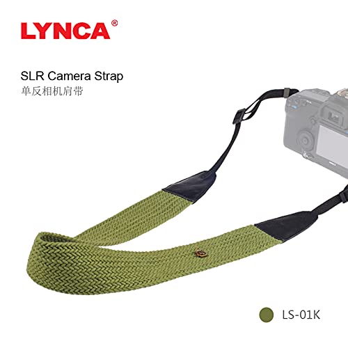  [AUSTRALIA] - LYNCA LS Adjustable Camera Shoulder Neck Strap Pure Cotton for All DSLR P Green