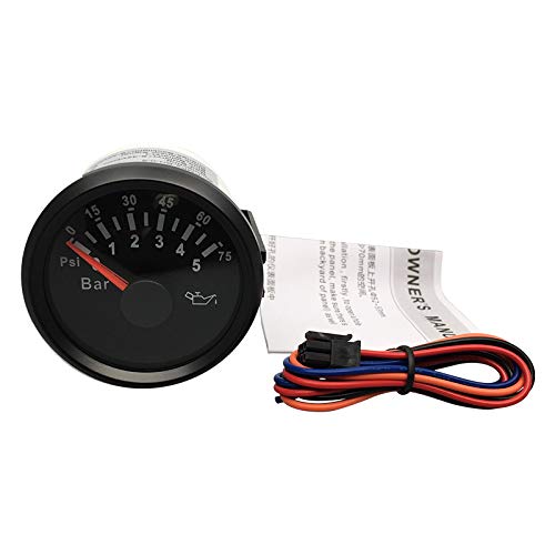  [AUSTRALIA] - ELING Oil Pressure Gauge Meter 0-5bar 0-75Psi 52mm(2") 12V/24V with Backlight