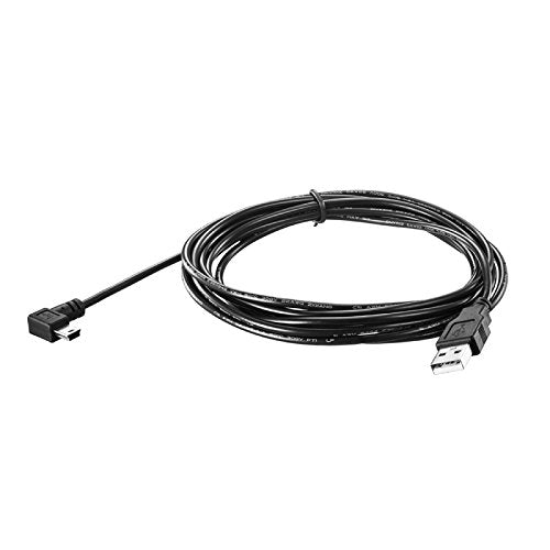  [AUSTRALIA] - LARRITS 10FT 3M USB 2.0 A to Mini B USB 5 Pin Cable 90 Degree Right Angle Data Sync Charge Cord with 5pc Wiring Clips for Garmin Nuvi GPS Car Dash Cam Camera GoPro Hero 4 3