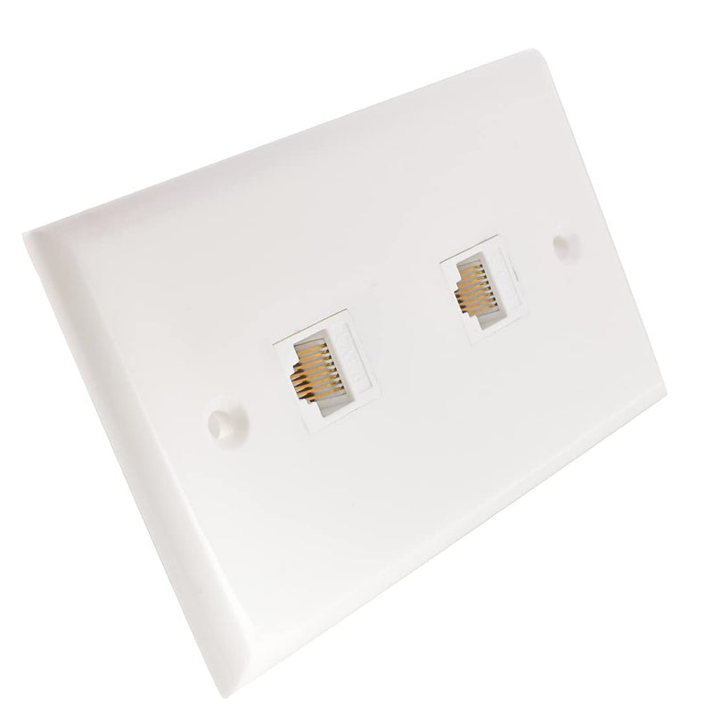  [AUSTRALIA] - 2 Packs Ethernet Wall Plates Single Gang 2 Ports RJ45 Cat6 Keystone Jack Female to Female,Trapezoidal Inline Coupler with Standard Size, with Single Gang Low Voltage Mounting Bracket 2 Packs