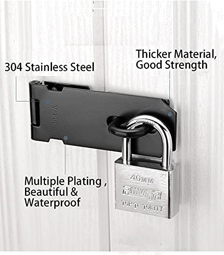  [AUSTRALIA] - Door Hasp Padlock Latch Stainless Steel Safety Clasp Hasp Lock Latch Matte Black Finish 2 Pack (3inch) 3inch