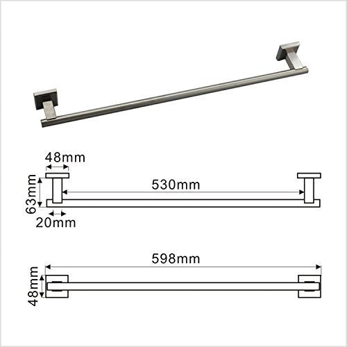  [AUSTRALIA] - QT Home Decor Premium Modern Single Towel Bar Rack w/Square Base (24 Inches)- Brushed Finish, Made from Stainless Steel, Water and Rust Proof, Wall Mounted, Easy to Install