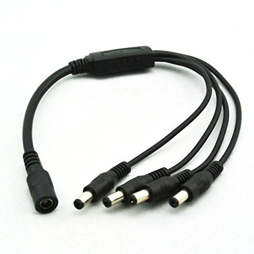  [AUSTRALIA] - 2Pack 1 to 4 Way DC Power Splitter Cable Barrel Plug 5.5mm x 2.1mm for CCTV Cameras DVR LED Light Strip and More 1to4
