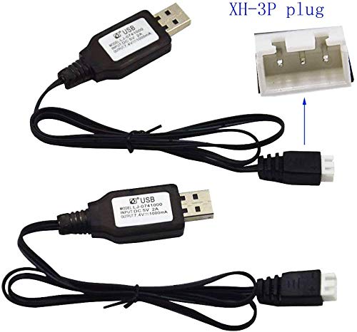 Blomiky 2 Pack 7.4V 1A USB Charger Cable with XH-3P Plug for 7.4V 2S Lipo Battery with XH-3P Connector 7.4V 1A USB XH-3P 2 - LeoForward Australia