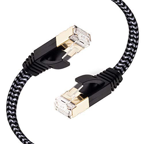  [AUSTRALIA] - Cat 7 Ethernet Cable, MORELECS Flat Ethernet Cable 10ft Nylon Braided Cat 7 Internet Cable RJ45 Network Cable Cat7 LAN Cable for PC Laptop Modem Router
