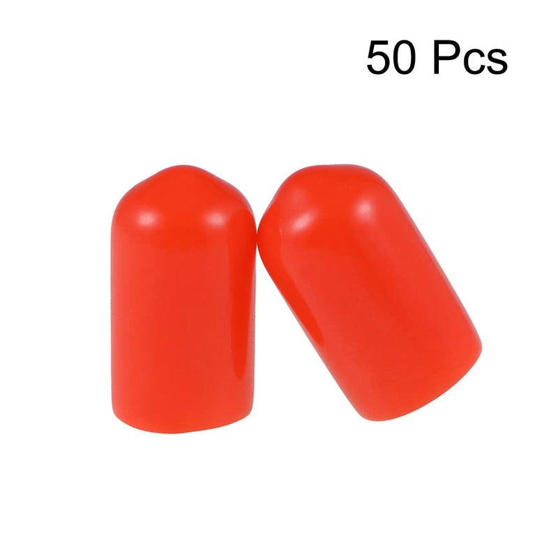  [AUSTRALIA] - uxcell 50pcs Rubber End Caps 7.5mm ID Vinyl Round Tube Bolt Cap Cover Screw Thread Protectors Red