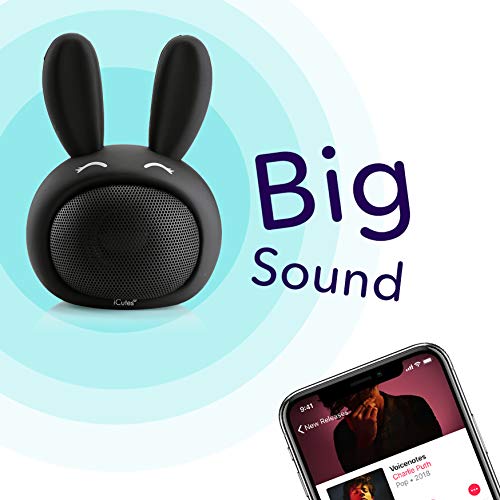 HUGMO Black Bunny Compact Bluetooth Portable Speaker, USB Rechargeable Battery, Built-in Microphone - LeoForward Australia