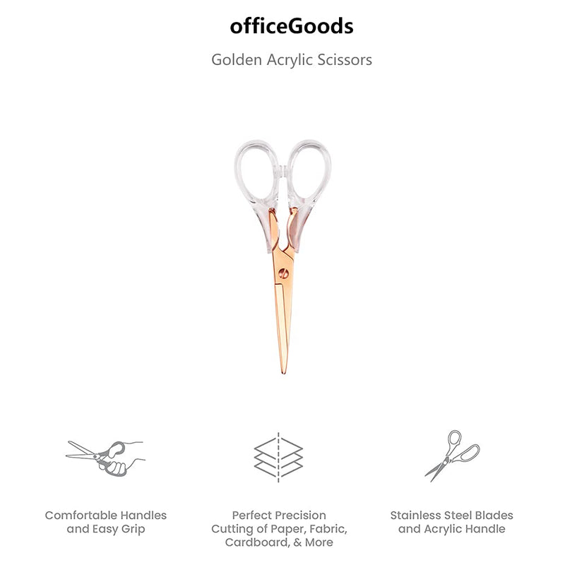  [AUSTRALIA] - Acrylic Scissors,Multipurpose Stylish Scissors, Stainless Steel Scissors with Clear Acrylic Handle, Stationery Paper Cutting Tool for Office, Home, School (Rosegold)