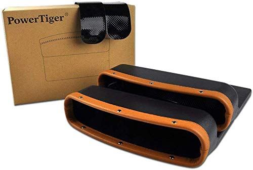  [AUSTRALIA] - Car Seat Pockets PU Leather Car Console Side Organizer Seat Gap Filler Catch Caddy with Non-Slip Mat 9.2x6.5x2.1 inch Brown Black（2 Pack） Powertiger