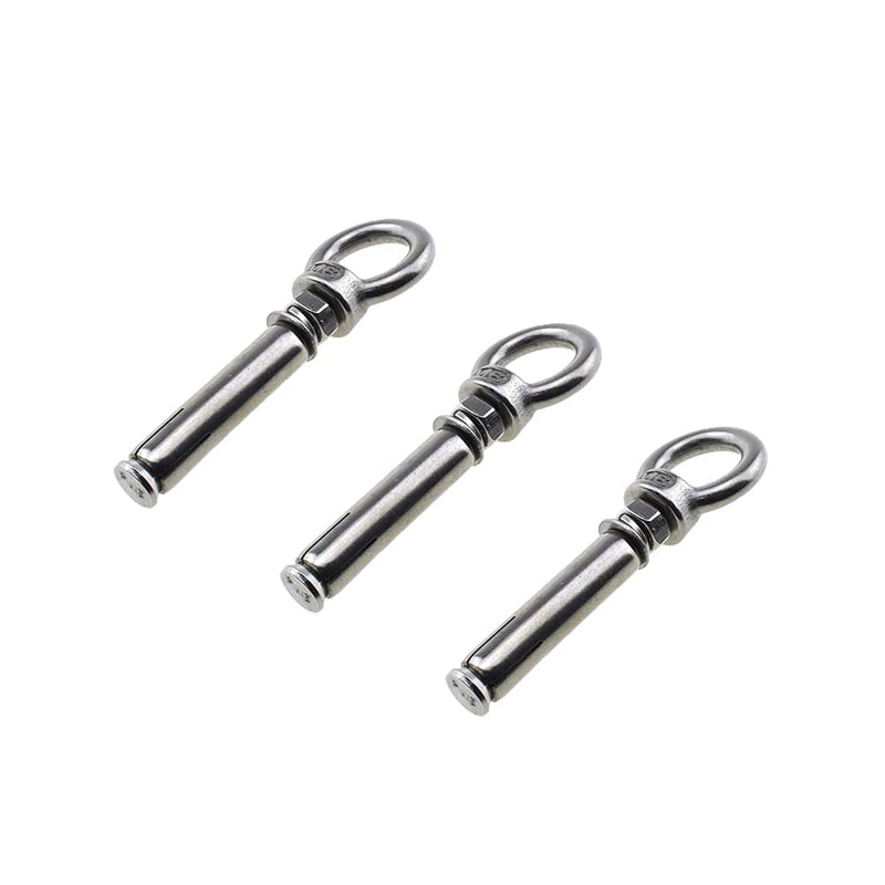  [AUSTRALIA] - Boscoqo 304 Stainless Steel Expansion Ring Screws M6x60mm Ring Lifting Eye Bolt Hole Anchor Tapping Screw Hanging Hook Fastener Bite Securely Not Slip Damage for Hose Reel Concrete Brick Silver 3Pcs M6x60mm 3 Pieces