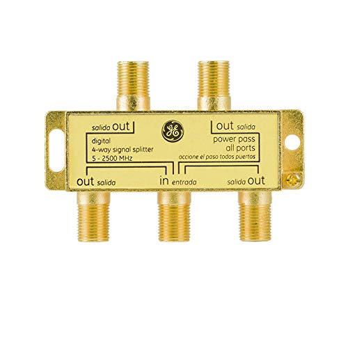  [AUSTRALIA] - GE 4-Way TV Antenna Amplifier Splitter 34479 & Digital 4-Way Coaxial Cable Splitter, 2.5 GHz 5-2500 MHz, RG6 Compatible, Works with HD TV, Satellite, High Speed Internet, Amplifier, 33527