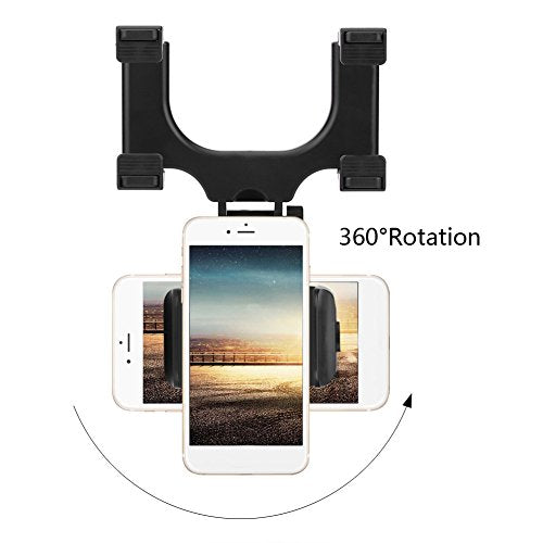  [AUSTRALIA] - Keenso 3.5-6in Rearview Mirror Mount Grip Clip,360° Car Rear View Mirror Mount Phone Holder Stand Mount for Cell Phone GPS
