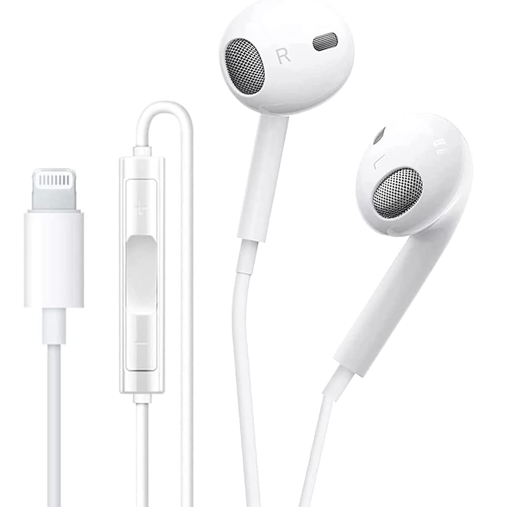  [AUSTRALIA] - Apple Earbuds with Lightning Connector【Apple MFi Certified】 Wired in-Ear Stereo Noise Canceling Isolating Headphones for iPhone 14/13/12/11/SE/X/XR/XS/8/7 (Built-in Microphone & Volume Control)