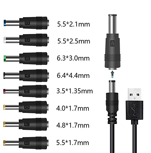  [AUSTRALIA] - GutReise USB 5V to DC 12V Converter Power Cable + 8 Connectors Adapter USB to DC Power Cable (Below 2A Max for 8Watts)
