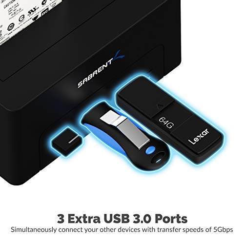 Sabrent USB 3.0 SATA/SSD 2.5" HDD Docking Station with 3 USB Ports (DS-U301) - LeoForward Australia